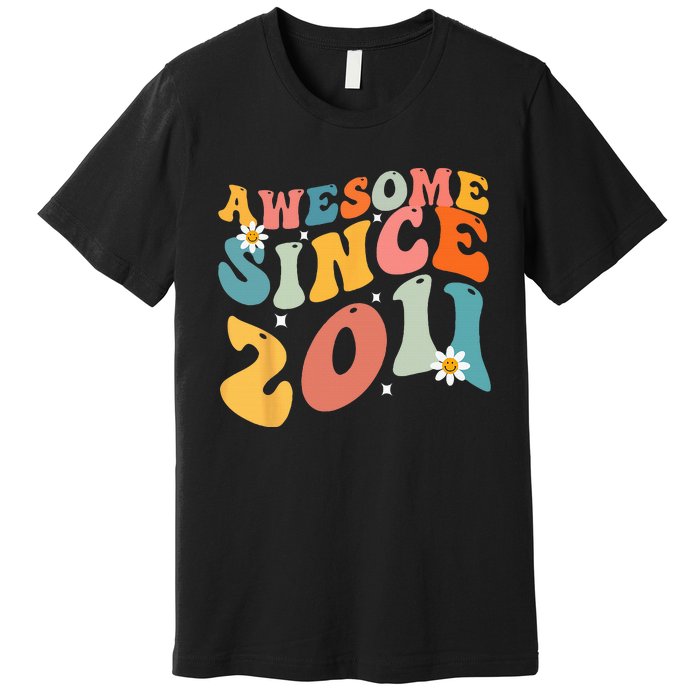 Awesome Since 2011 12 Years Old 12th Birthday Groovy Retro Premium T-Shirt