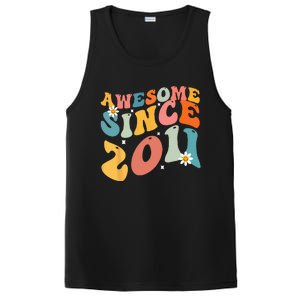 Awesome Since 2011 12 Years Old 12th Birthday Groovy Retro PosiCharge Competitor Tank