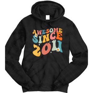 Awesome Since 2011 12 Years Old 12th Birthday Groovy Retro Tie Dye Hoodie