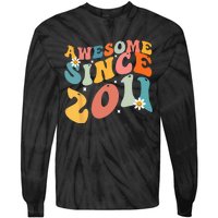 Awesome Since 2011 12 Years Old 12th Birthday Groovy Retro Tie-Dye Long Sleeve Shirt