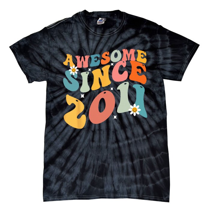 Awesome Since 2011 12 Years Old 12th Birthday Groovy Retro Tie-Dye T-Shirt