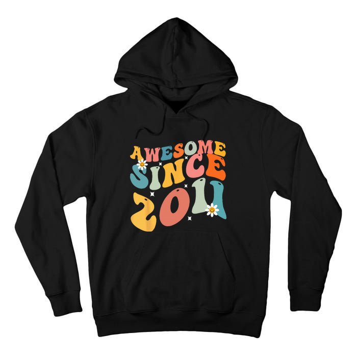 Awesome Since 2011 12 Years Old 12th Birthday Groovy Retro Tall Hoodie