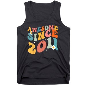 Awesome Since 2011 12 Years Old 12th Birthday Groovy Retro Tank Top