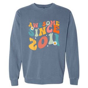 Awesome Since 2011 12 Years Old 12th Birthday Groovy Retro Garment-Dyed Sweatshirt