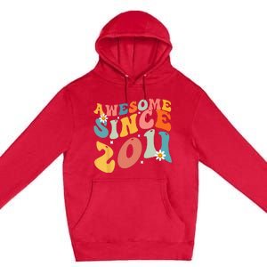 Awesome Since 2011 12 Years Old 12th Birthday Groovy Retro Premium Pullover Hoodie