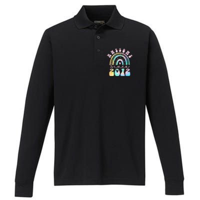 Awesome Since 2012 11 Year Old Rainbow Tie Dye 11th Birthday Performance Long Sleeve Polo