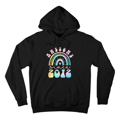 Awesome Since 2012 11 Year Old Rainbow Tie Dye 11th Birthday Hoodie