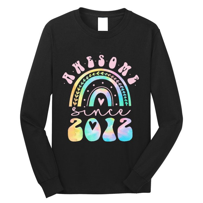 Awesome Since 2012 11 Year Old Rainbow Tie Dye 11th Birthday Long Sleeve Shirt