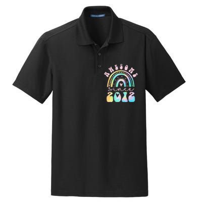 Awesome Since 2012 11 Year Old Rainbow Tie Dye 11th Birthday Dry Zone Grid Polo