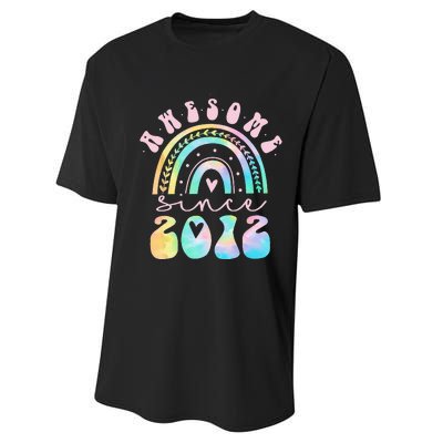 Awesome Since 2012 11 Year Old Rainbow Tie Dye 11th Birthday Performance Sprint T-Shirt