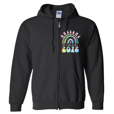 Awesome Since 2012 11 Year Old Rainbow Tie Dye 11th Birthday Full Zip Hoodie