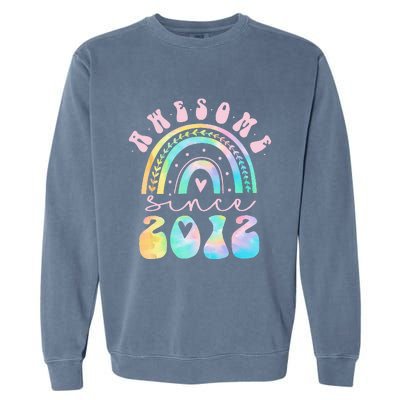 Awesome Since 2012 11 Year Old Rainbow Tie Dye 11th Birthday Garment-Dyed Sweatshirt