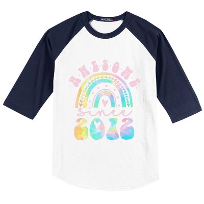 Awesome Since 2012 11 Year Old Rainbow Tie Dye 11th Birthday Baseball Sleeve Shirt