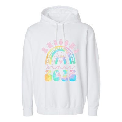 Awesome Since 2012 11 Year Old Rainbow Tie Dye 11th Birthday Garment-Dyed Fleece Hoodie