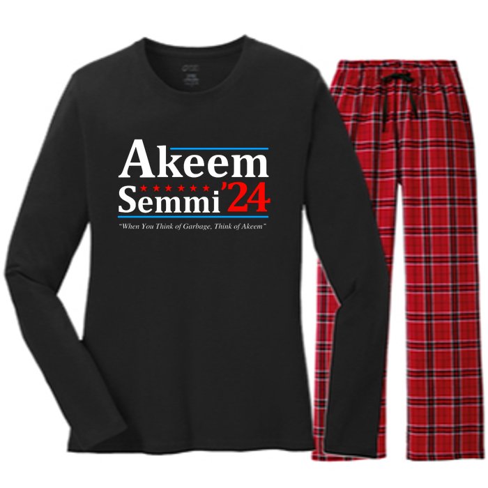 Akeem Semmi 2024 When You Think Of Garbage Women's Long Sleeve Flannel Pajama Set 