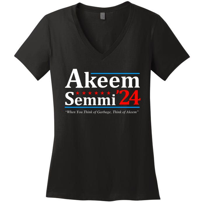 Akeem Semmi 2024 When You Think Of Garbage Women's V-Neck T-Shirt