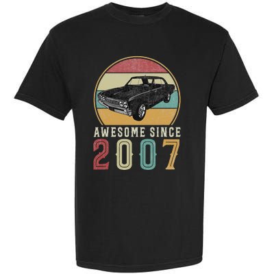 Awesome Since 2007 16 Years Old 16th Birthday For Car Lover Garment-Dyed Heavyweight T-Shirt