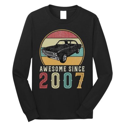 Awesome Since 2007 16 Years Old 16th Birthday For Car Lover Long Sleeve Shirt