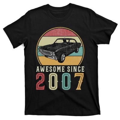 Awesome Since 2007 16 Years Old 16th Birthday For Car Lover T-Shirt