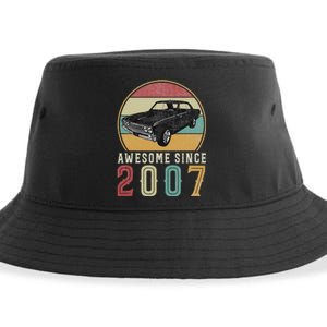 Awesome Since 2007 16 Years Old 16th Birthday For Car Lover Sustainable Bucket Hat