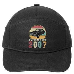 Awesome Since 2007 16 Years Old 16th Birthday For Car Lover 7-Panel Snapback Hat