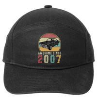 Awesome Since 2007 16 Years Old 16th Birthday For Car Lover 7-Panel Snapback Hat