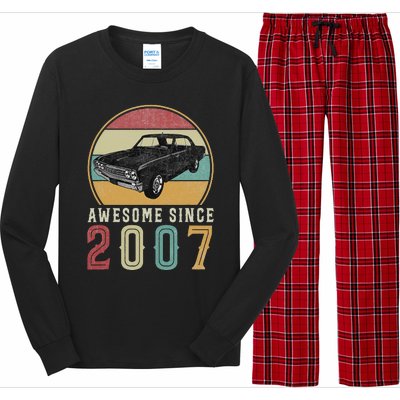 Awesome Since 2007 16 Years Old 16th Birthday For Car Lover Long Sleeve Pajama Set