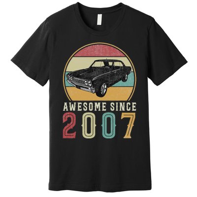 Awesome Since 2007 16 Years Old 16th Birthday For Car Lover Premium T-Shirt