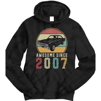 Awesome Since 2007 16 Years Old 16th Birthday For Car Lover Tie Dye Hoodie