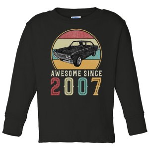 Awesome Since 2007 16 Years Old 16th Birthday For Car Lover Toddler Long Sleeve Shirt