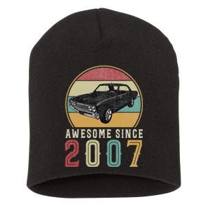 Awesome Since 2007 16 Years Old 16th Birthday For Car Lover Short Acrylic Beanie