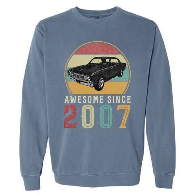 Awesome Since 2007 16 Years Old 16th Birthday For Car Lover Garment-Dyed Sweatshirt