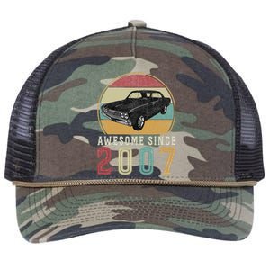 Awesome Since 2007 16 Years Old 16th Birthday For Car Lover Retro Rope Trucker Hat Cap