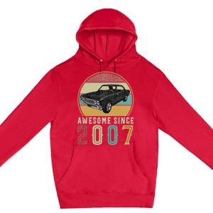 Awesome Since 2007 16 Years Old 16th Birthday For Car Lover Premium Pullover Hoodie