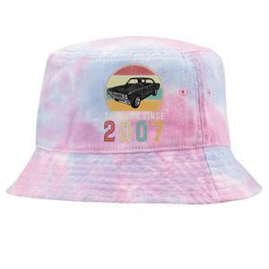 Awesome Since 2007 16 Years Old 16th Birthday For Car Lover Tie-Dyed Bucket Hat