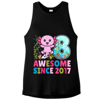Awesome Since 2017 Cute Axolotl  8th Birthday Party  Ladies PosiCharge Tri-Blend Wicking Tank