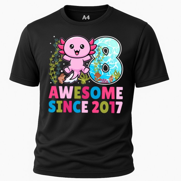 Awesome Since 2017 Cute Axolotl  8th Birthday Party  Cooling Performance Crew T-Shirt