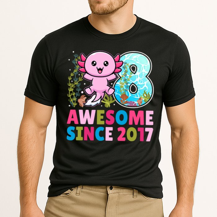 Awesome Since 2017 Cute Axolotl  8th Birthday Party  Cooling Performance Crew T-Shirt