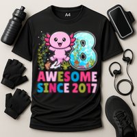 Awesome Since 2017 Cute Axolotl  8th Birthday Party  Cooling Performance Crew T-Shirt