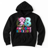Awesome Since 2017 Cute Axolotl  8th Birthday Party  Hoodie