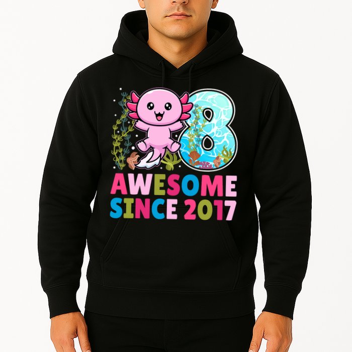 Awesome Since 2017 Cute Axolotl  8th Birthday Party  Hoodie