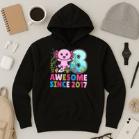 Awesome Since 2017 Cute Axolotl  8th Birthday Party  Hoodie