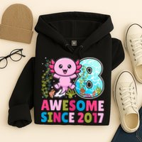 Awesome Since 2017 Cute Axolotl  8th Birthday Party  Hoodie