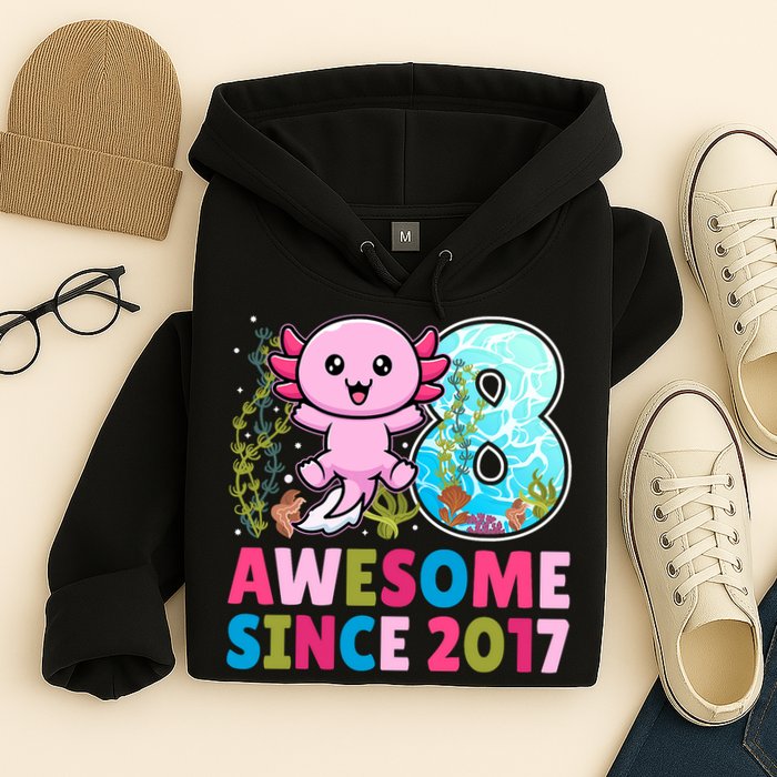 Awesome Since 2017 Cute Axolotl  8th Birthday Party  Hoodie