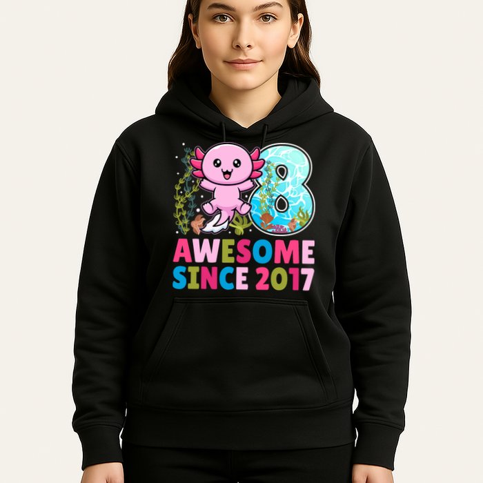 Awesome Since 2017 Cute Axolotl  8th Birthday Party  Hoodie