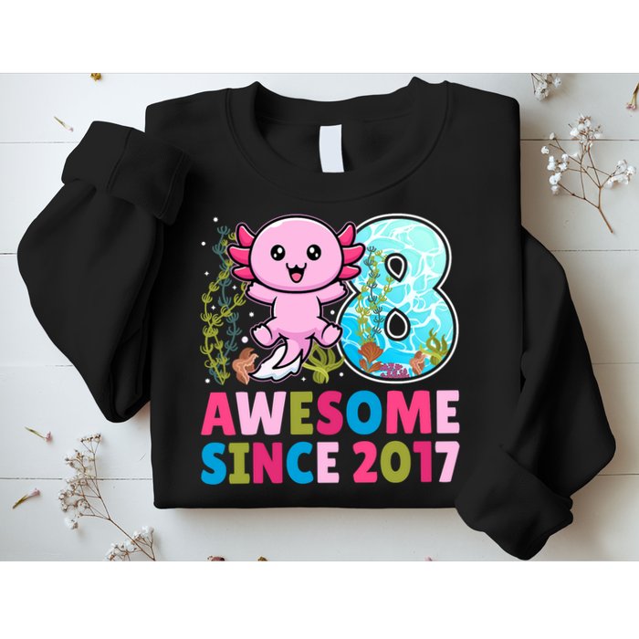 Awesome Since 2017 Cute Axolotl  8th Birthday Party  Sweatshirt