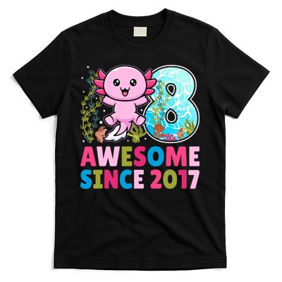 Awesome Since 2017 Cute Axolotl  8th Birthday Party  T-Shirt