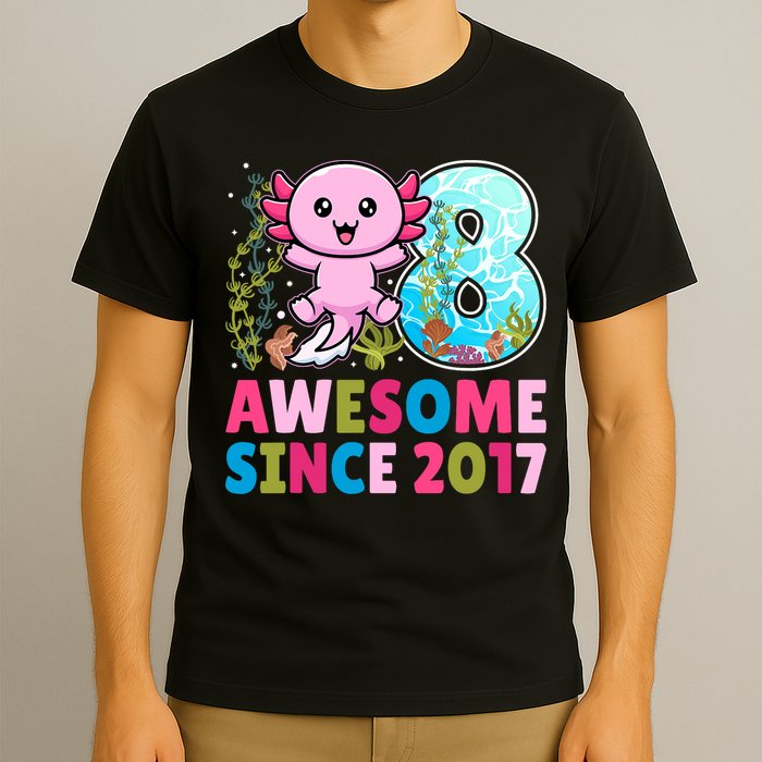 Awesome Since 2017 Cute Axolotl  8th Birthday Party  T-Shirt