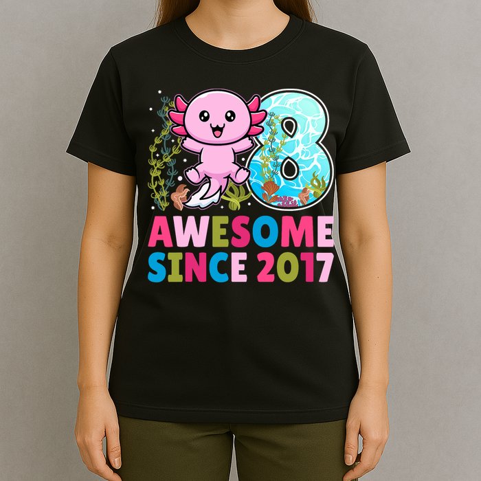 Awesome Since 2017 Cute Axolotl  8th Birthday Party  T-Shirt