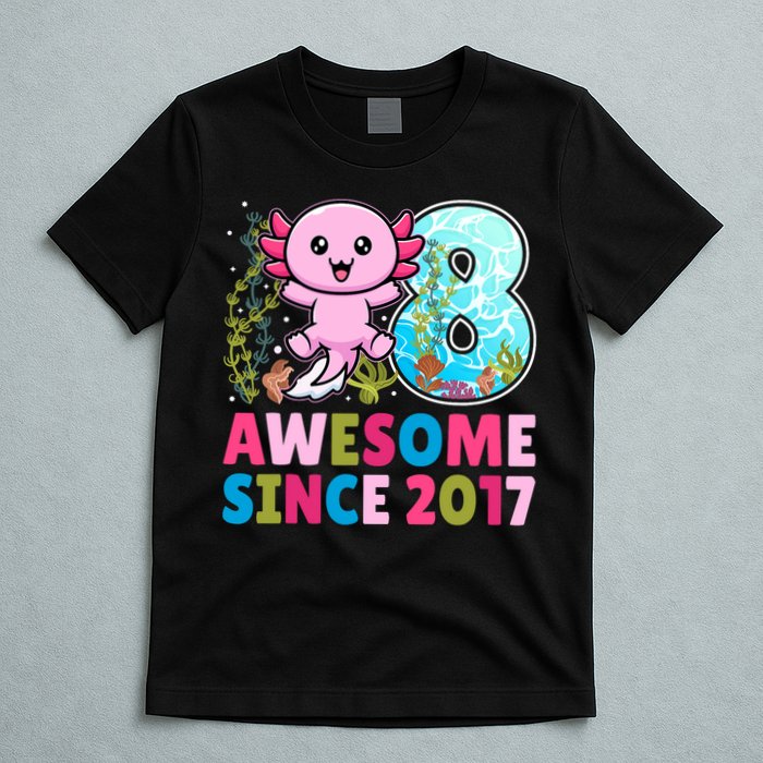 Awesome Since 2017 Cute Axolotl  8th Birthday Party  T-Shirt